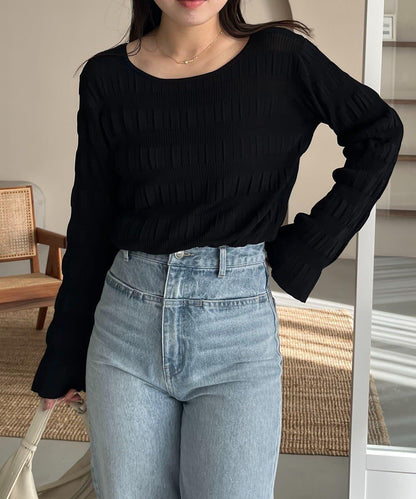 隨機紋理羅紋針織套頭衫