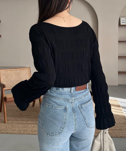 隨機紋理羅紋針織套頭衫