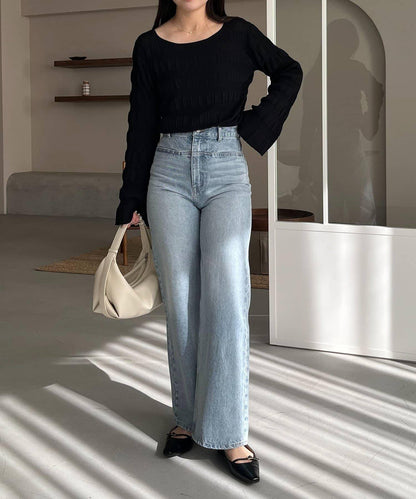 隨機紋理羅紋針織套頭衫