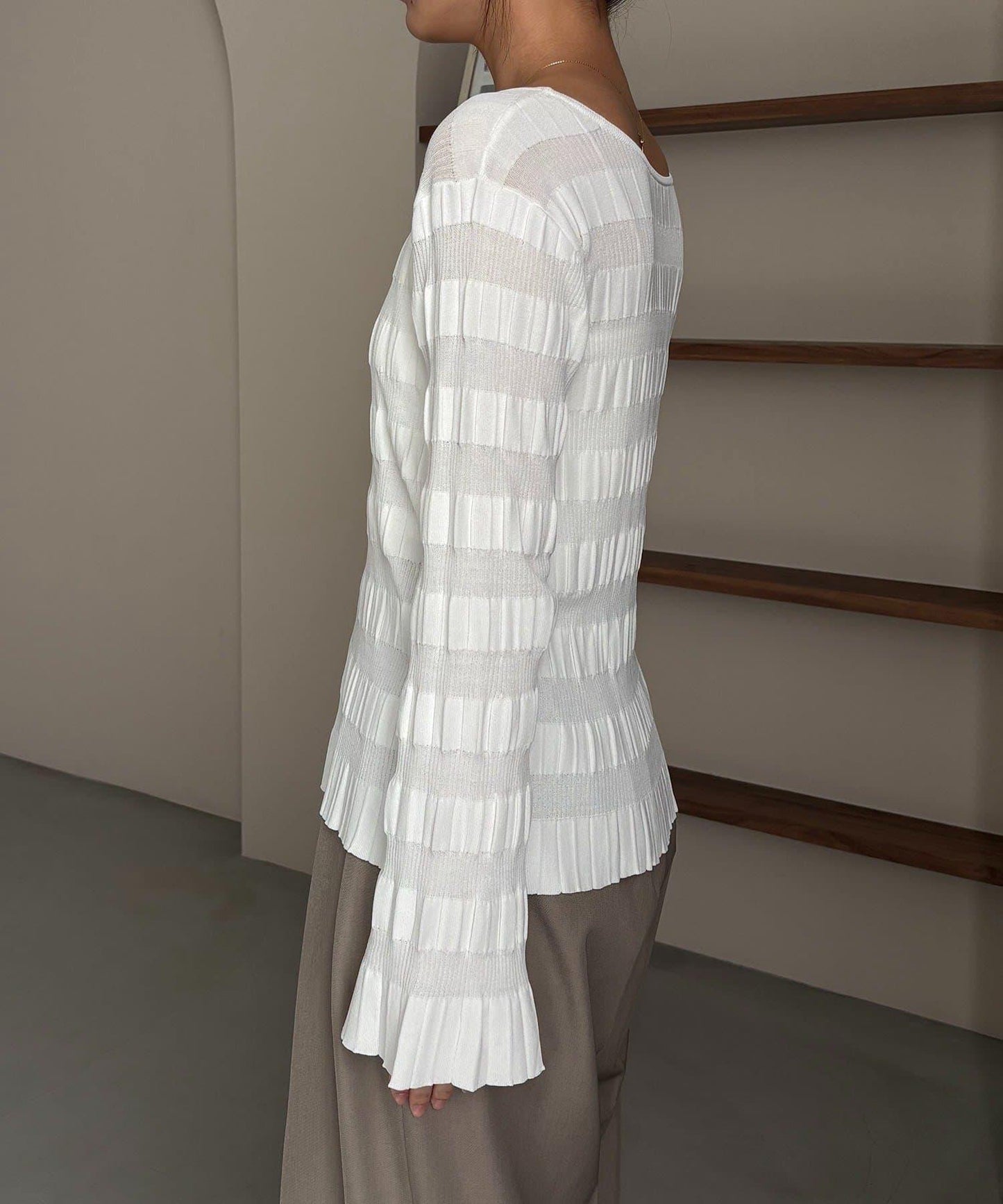 隨機紋理羅紋針織套頭衫