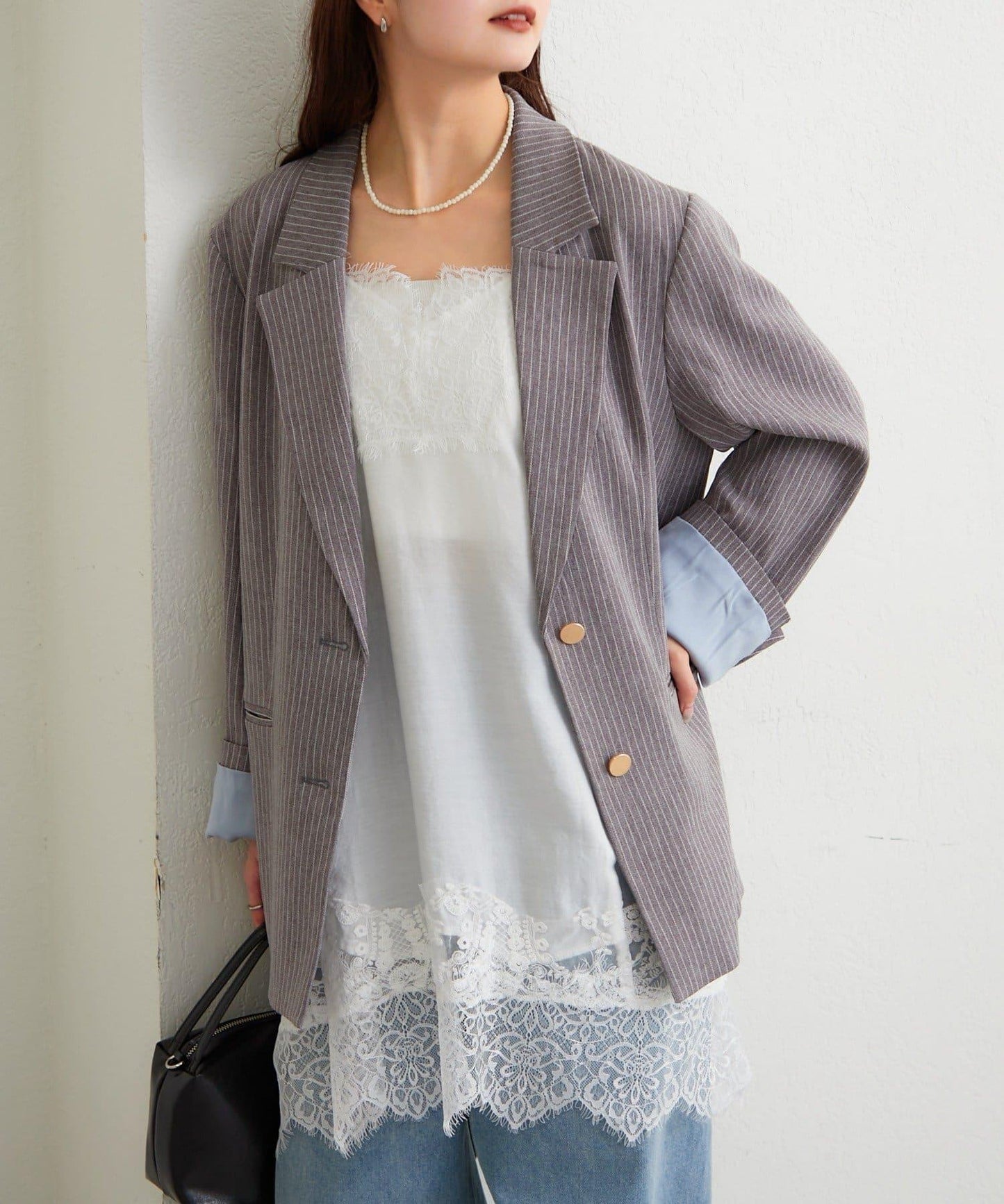 蕾絲拼接 吊帶長款上衣