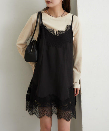 蕾絲拼接 吊帶長款上衣