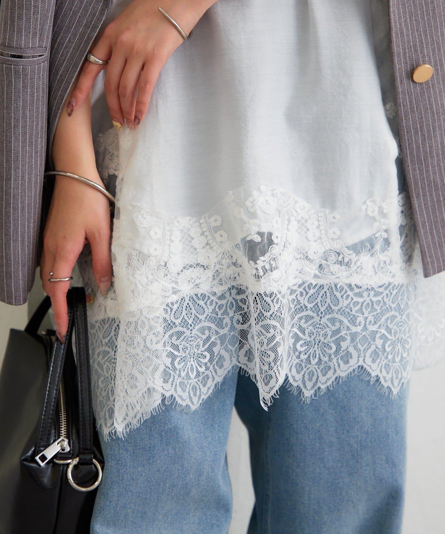 蕾絲拼接 吊帶長款上衣