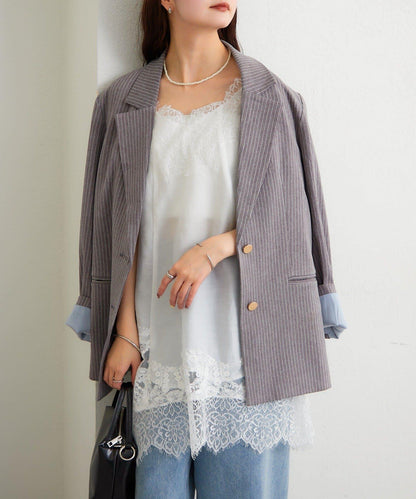 蕾絲拼接 吊帶長款上衣