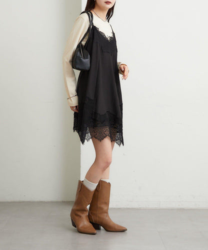 蕾絲拼接 吊帶長款上衣