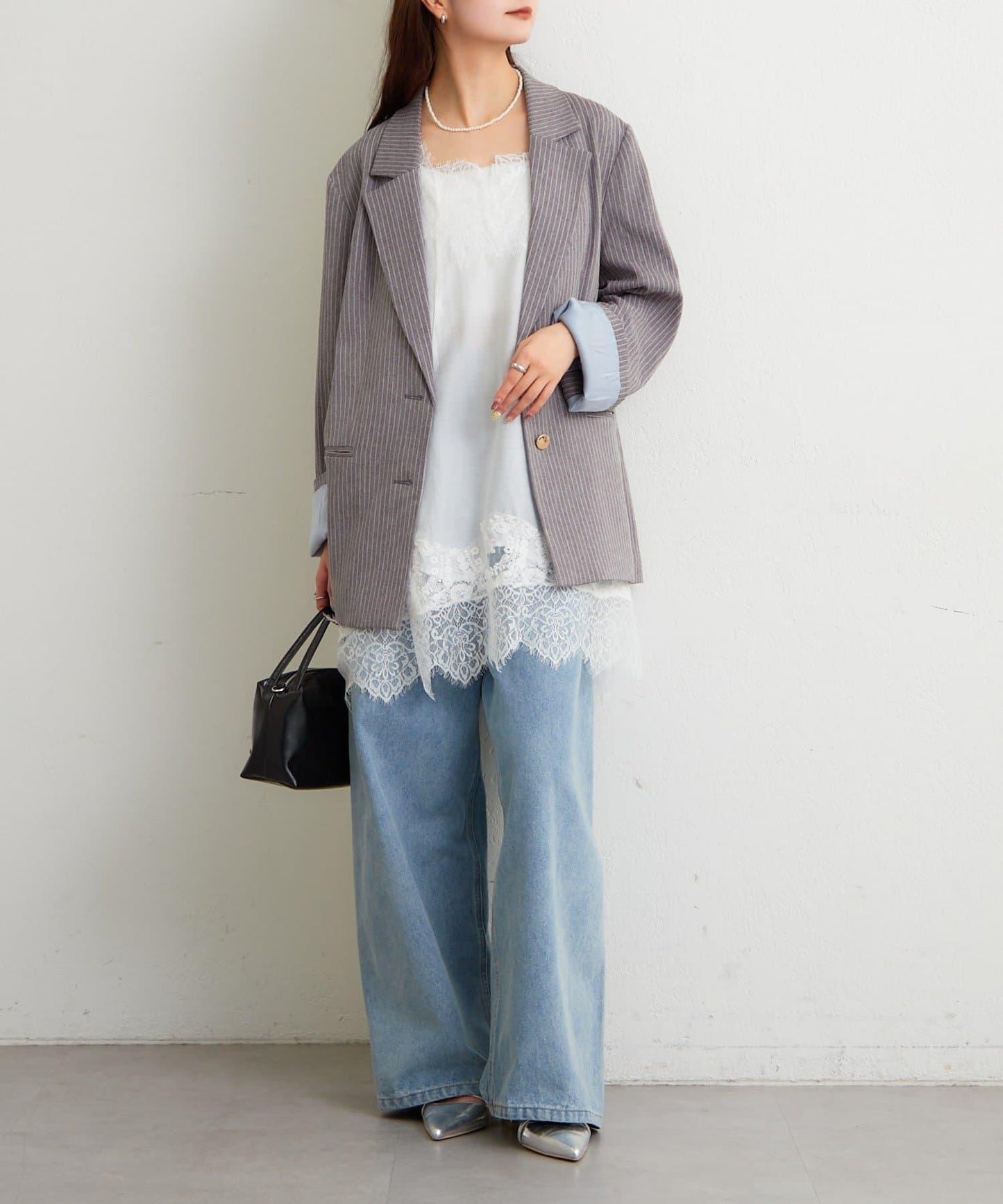 蕾絲拼接 吊帶長款上衣