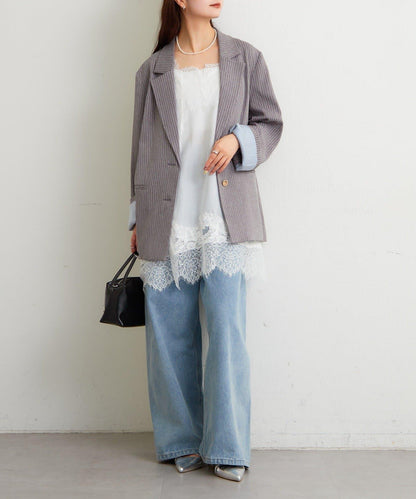 蕾絲拼接 吊帶長款上衣