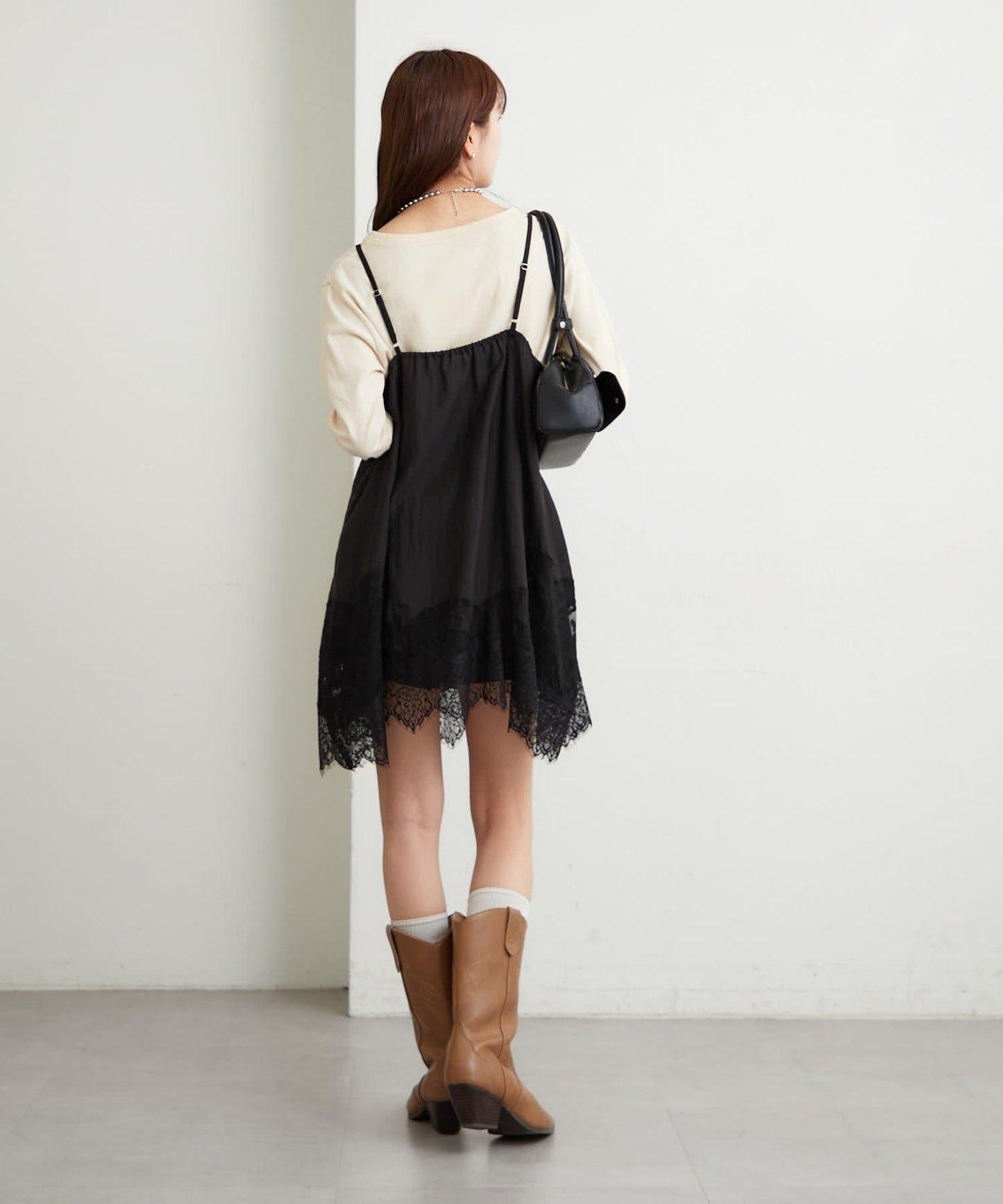 蕾絲拼接 吊帶長款上衣