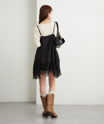 蕾絲拼接 吊帶長款上衣