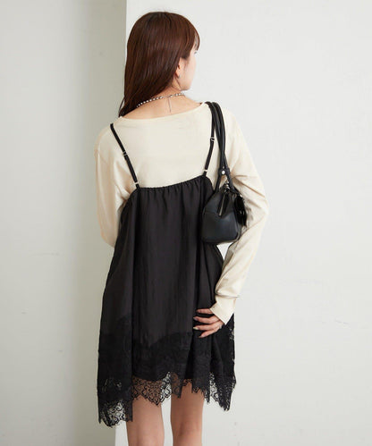 蕾絲拼接 吊帶長款上衣