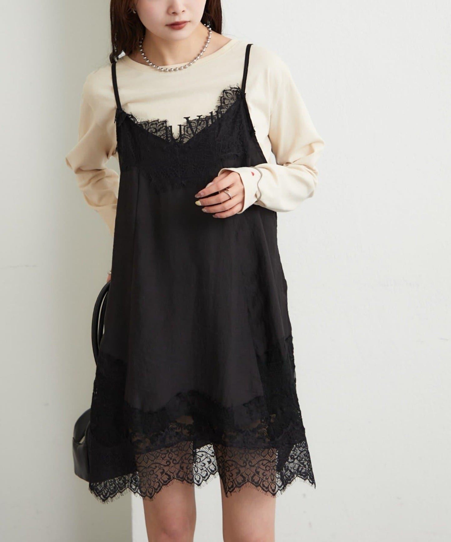 蕾絲拼接 吊帶長款上衣