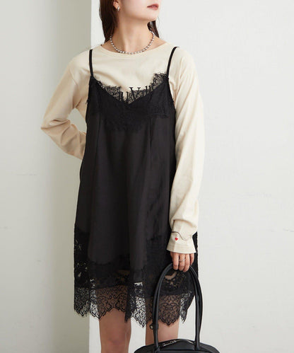 蕾絲拼接 吊帶長款上衣