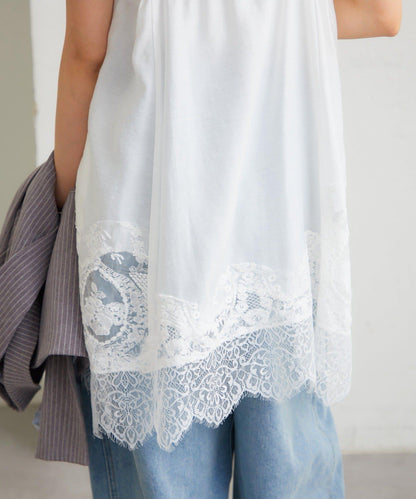 蕾絲拼接 吊帶長款上衣