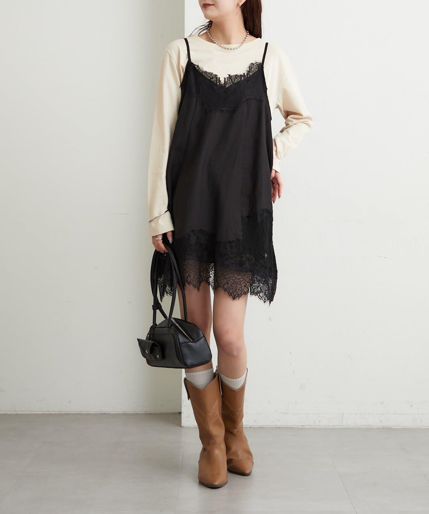 蕾絲拼接 吊帶長款上衣