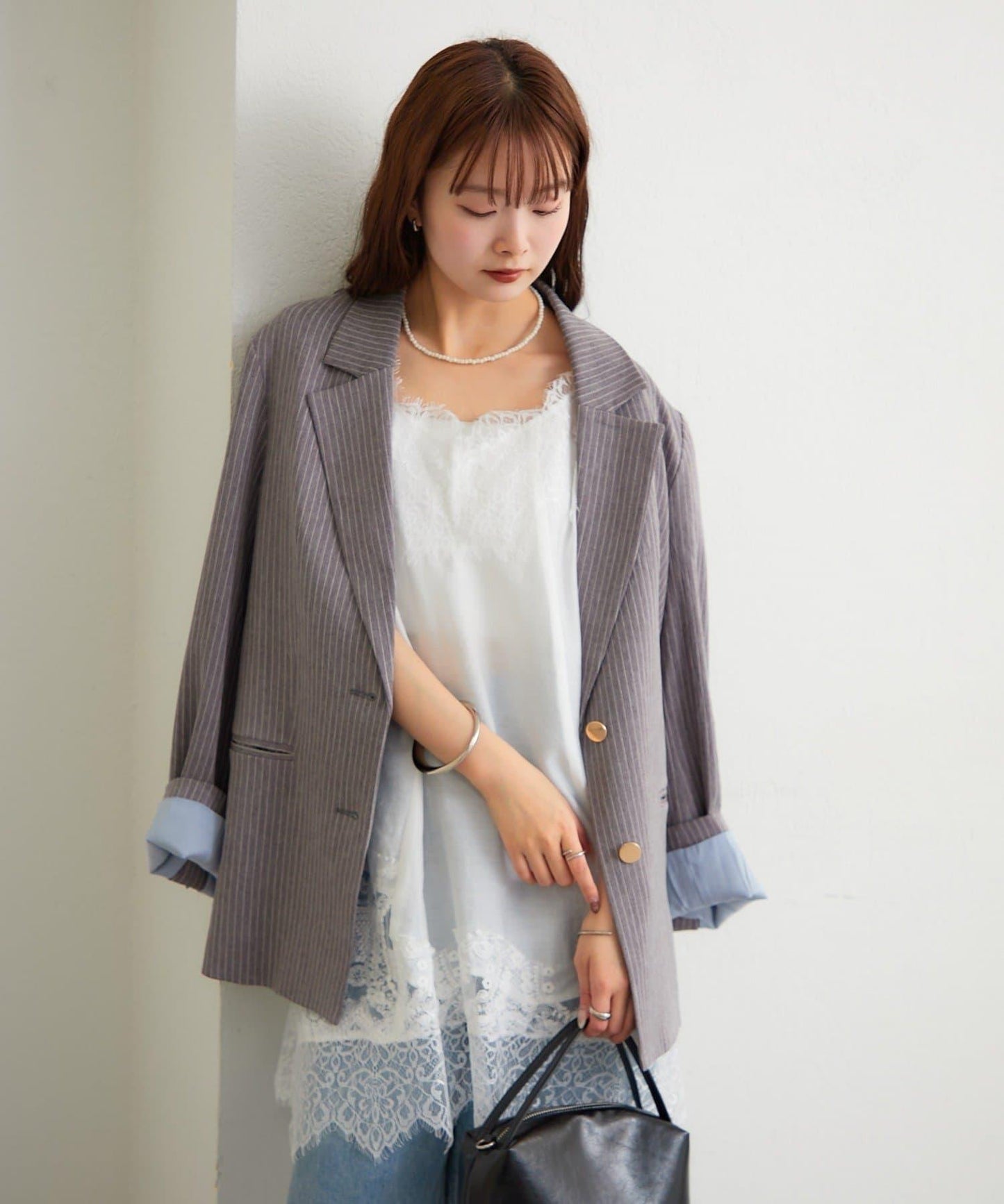 蕾絲拼接 吊帶長款上衣