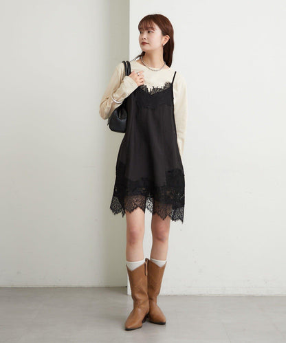 蕾絲拼接 吊帶長款上衣