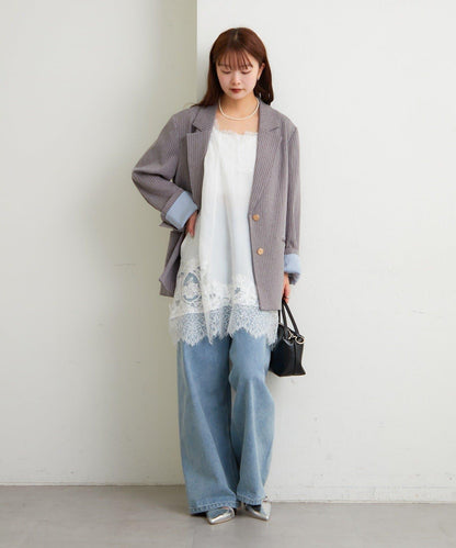 蕾絲拼接 吊帶長款上衣