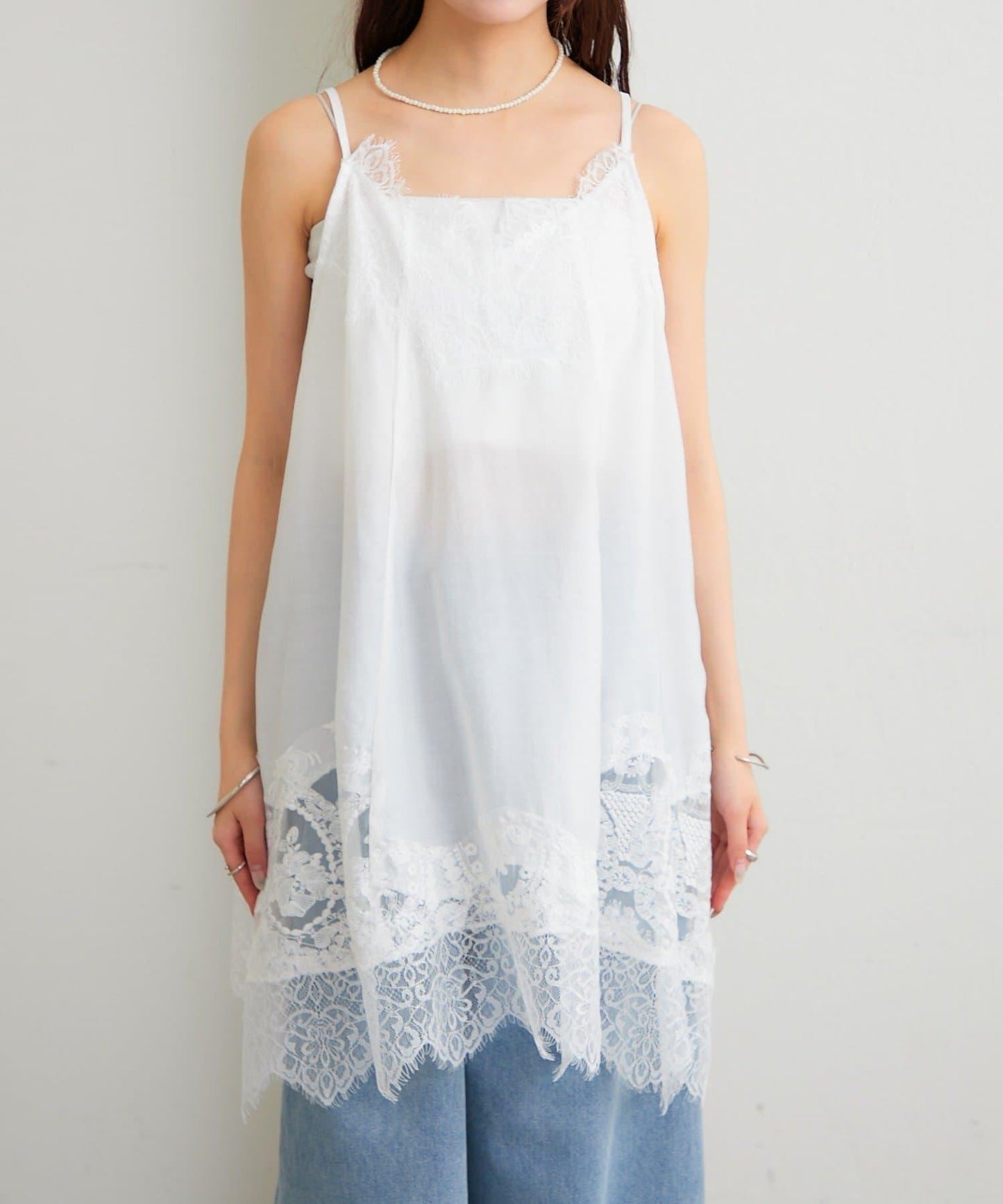 蕾絲拼接 吊帶長款上衣