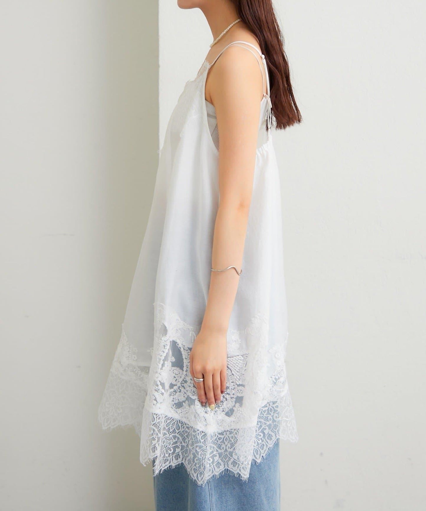 蕾絲拼接 吊帶長款上衣