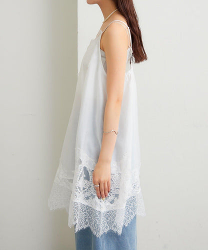 蕾絲拼接 吊帶長款上衣