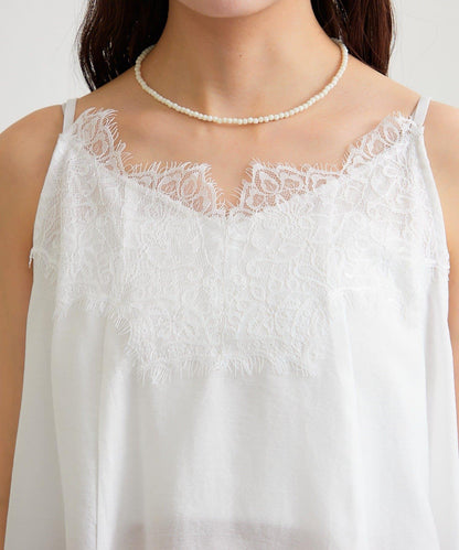 蕾絲拼接 吊帶長款上衣