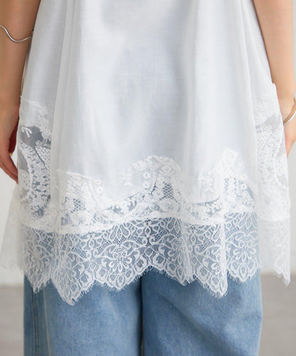 蕾絲拼接 吊帶長款上衣
