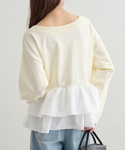 荷葉邊亨利領針織上衣