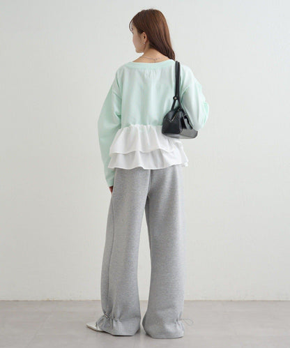 荷葉邊亨利領針織上衣