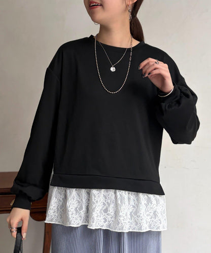 蕾絲拼接套頭上衣