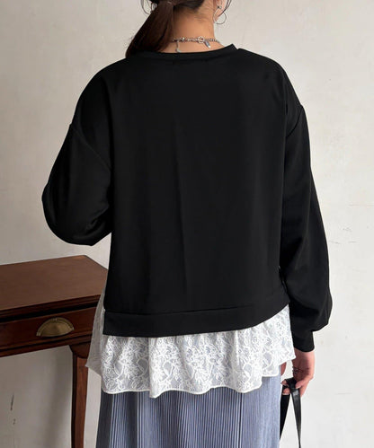 蕾絲拼接套頭上衣