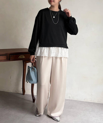 蕾絲拼接套頭上衣