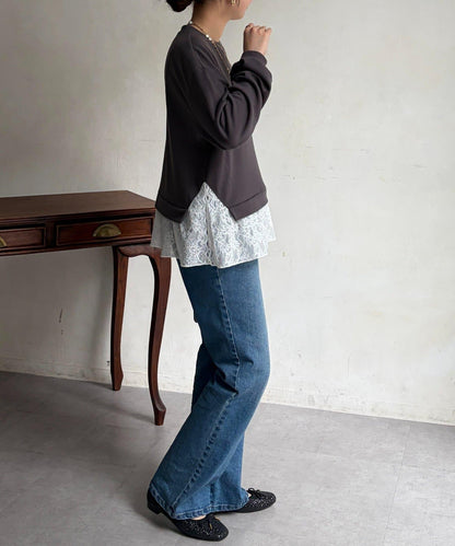 蕾絲拼接套頭上衣