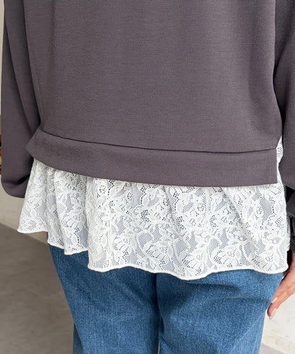 蕾絲拼接套頭上衣