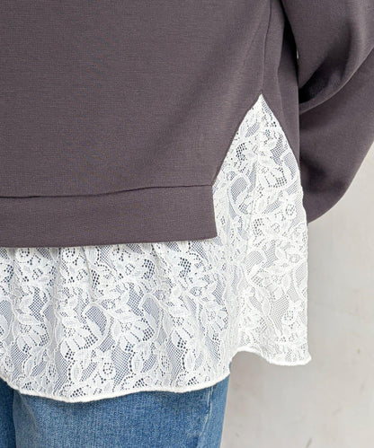 蕾絲拼接套頭上衣