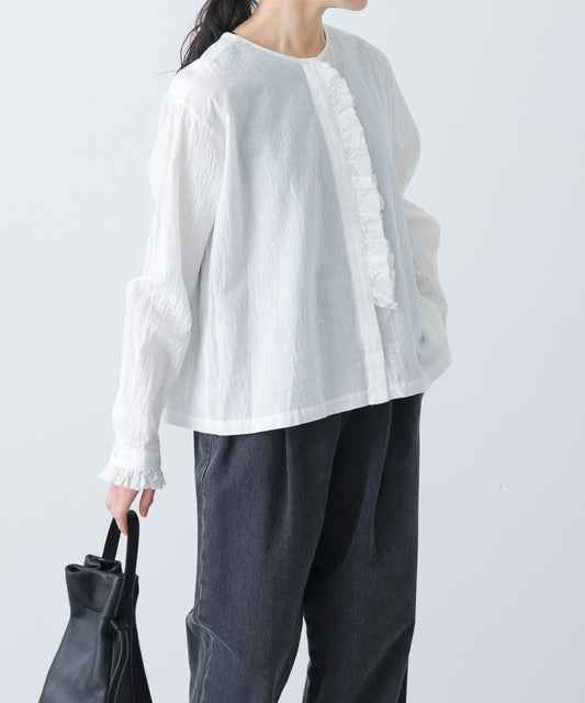 棉麻荷葉邊襯衫