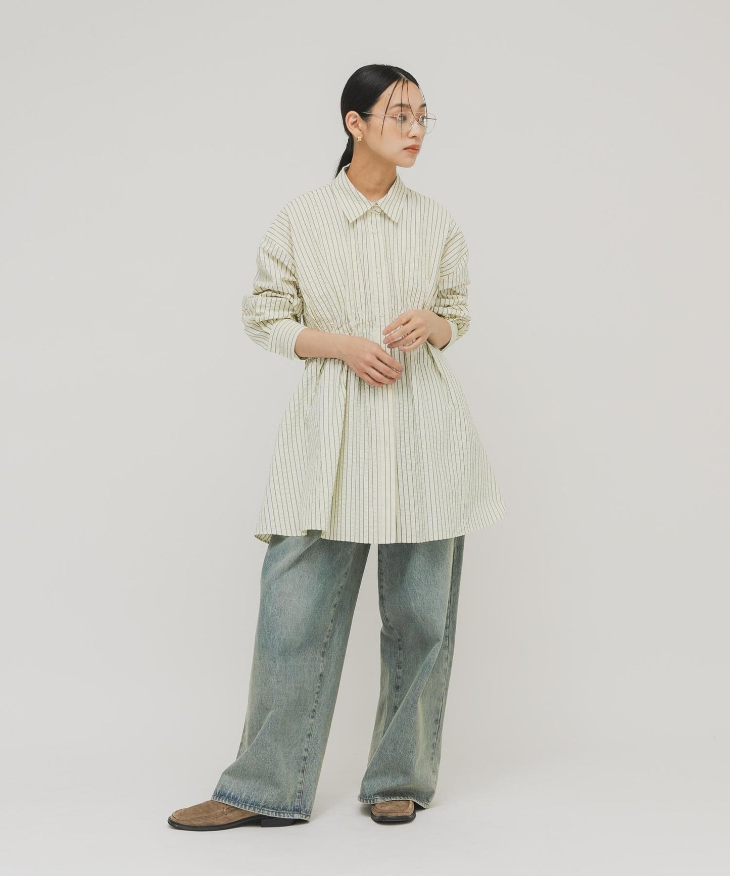 不對稱褶皺設計迷你連衣裙