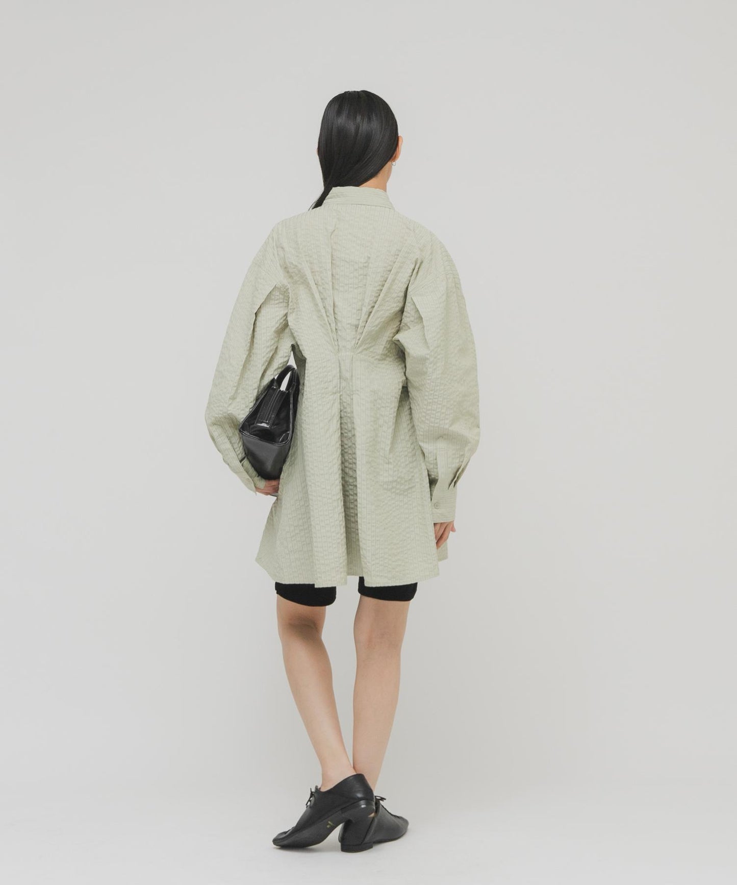 不對稱褶皺設計迷你連衣裙