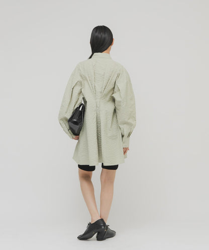 不對稱褶皺設計迷你連衣裙