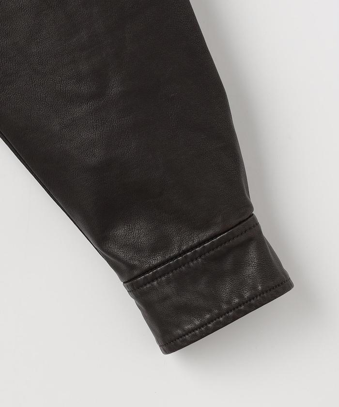 水洗做舊 仿皮質感 立領 拉鍊 短款外套