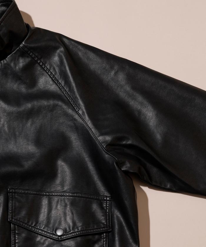 水洗做舊 仿皮質感 立領 拉鍊 短款外套