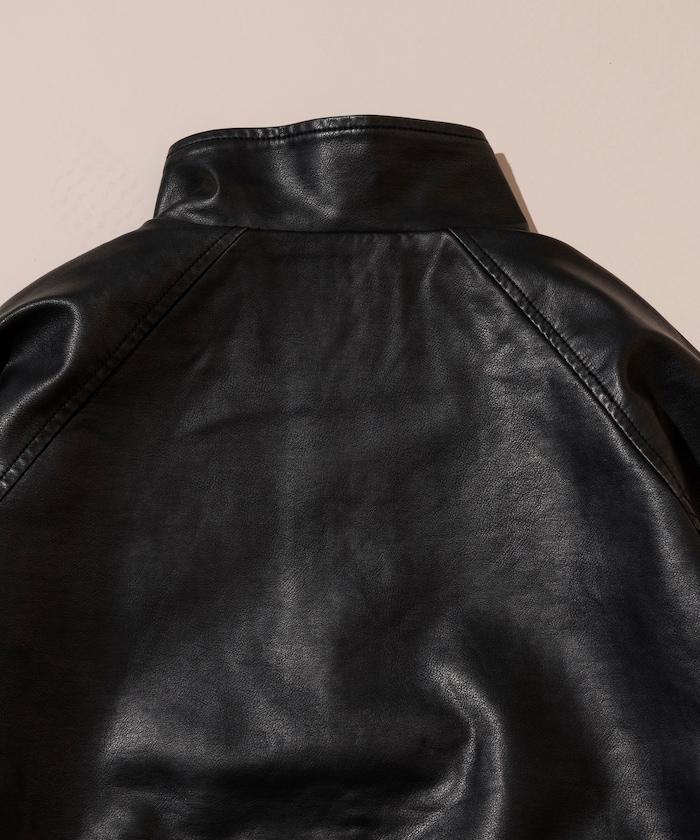 水洗做舊 仿皮質感 立領 拉鍊 短款外套