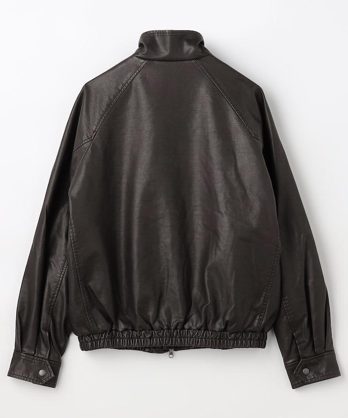 水洗做舊 仿皮質感 立領 拉鍊 短款外套