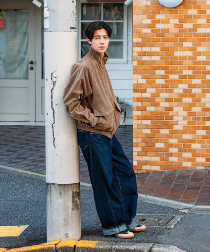 水洗做舊 仿皮質感 立領 拉鍊 短款外套