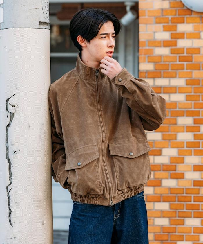 水洗做舊 仿皮質感 立領 拉鍊 短款外套