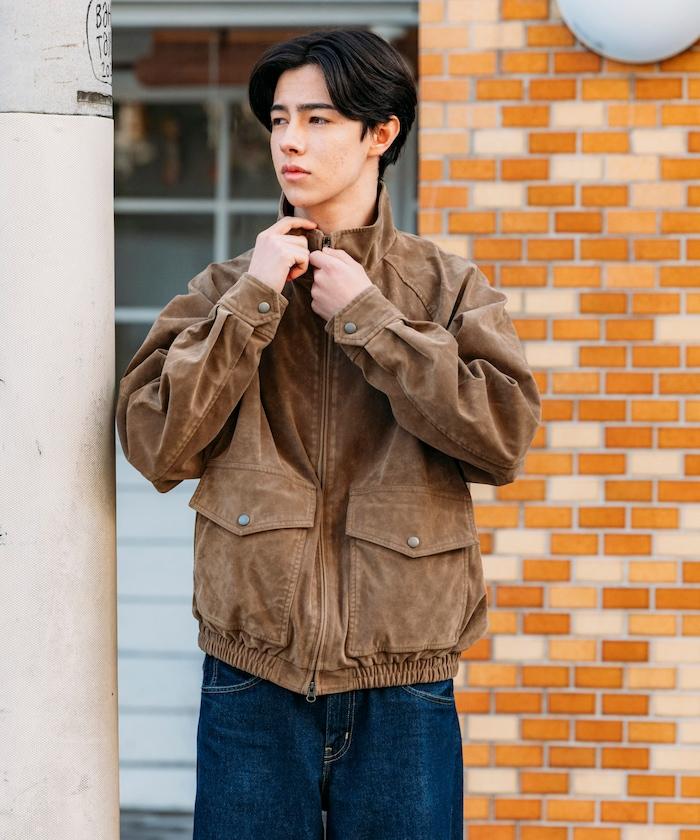 水洗做舊 仿皮質感 立領 拉鍊 短款外套