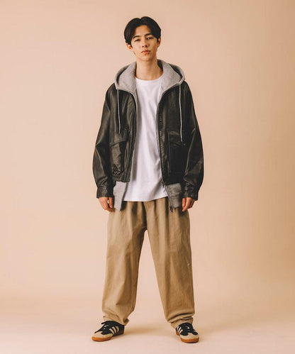 水洗做舊 仿皮質感 立領 拉鍊 短款外套