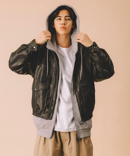 水洗做舊 仿皮質感 立領 拉鍊 短款外套