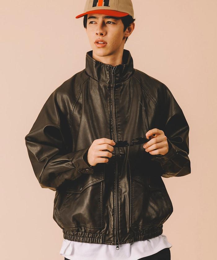 水洗做舊 仿皮質感 立領 拉鍊 短款外套