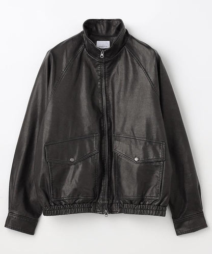 水洗做舊 仿皮質感 立領 拉鍊 短款外套