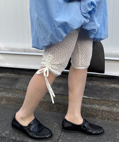 willow 針織蕾絲 側抽褶 七分褲